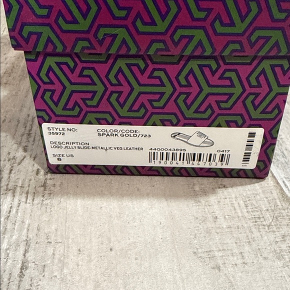 TORY BURCH - WOMEN’S GOLD LOGO JELLY SLIDE - SIZE 8 - Picture 2 of 9